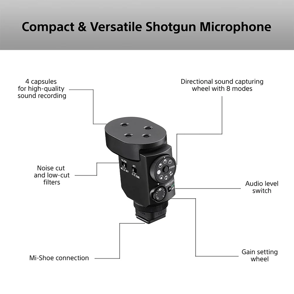 Sony ECM-M1 Digital Shotgun Camera Microphone | Eight Audio Recording Modes | Compact Microphone, Ideal for YouTubers | Vlogging & Content Creation | Interviews & Wedding Filmmakers - Image 4