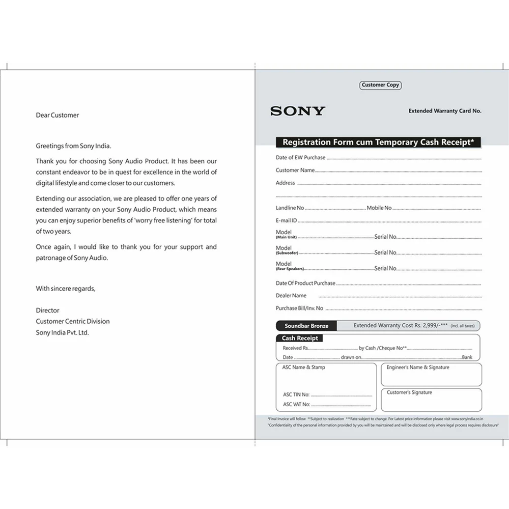 SONY AUDIO +1 Year Extended Warranty-Soundbar Bronze - Image 2