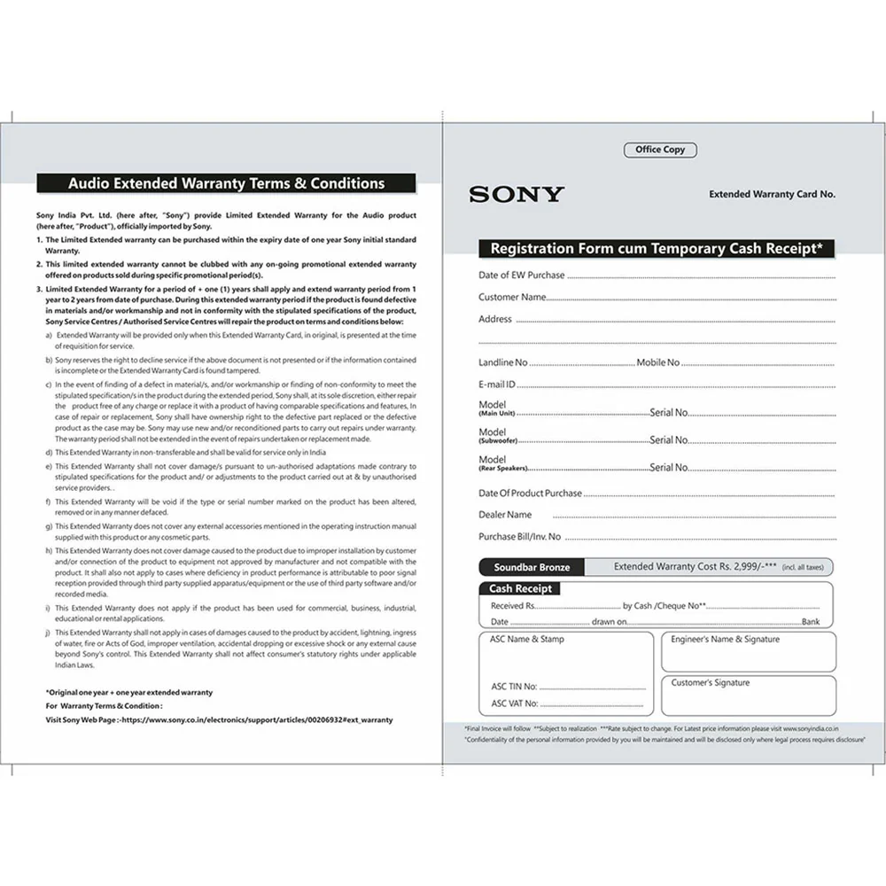 SONY AUDIO +1 Year Extended Warranty-Soundbar Bronze - Image 3
