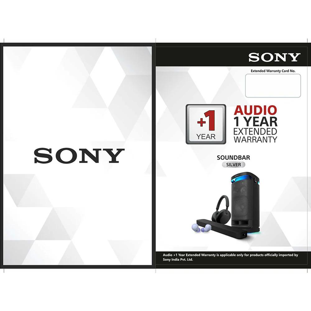 SONY AUDIO +1 Year Extended Warranty-Soundbar Silver