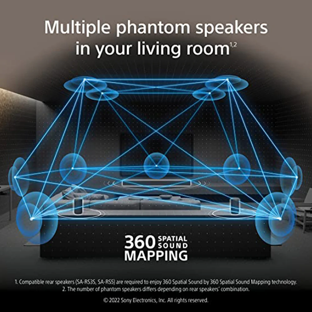 Sony HT-A3000 5.1ch 360 Spatial Sound Mapping SoundbarHome theatre system with Dolby Atmos and wireless Subwoofer SA-SW5 & Rear Speaker SA-RS3S( 650W,Bluetooth,360 RA,HDMI eArc & Optical Connectivity) - Image 4