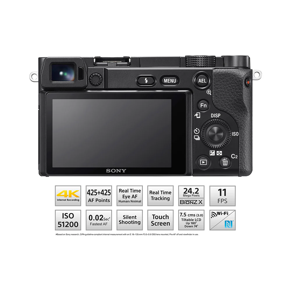 Sony Alpha ILCE 6100K 24.2 MP Mirrorless Digital SLR Camera with SELP16502  Power Zoom Lens | APS-C Sensor | Fast Auto Focus,Real-time Eye AF,Real-time Tracking | 4K Vlogging Camera - Black - Image 2
