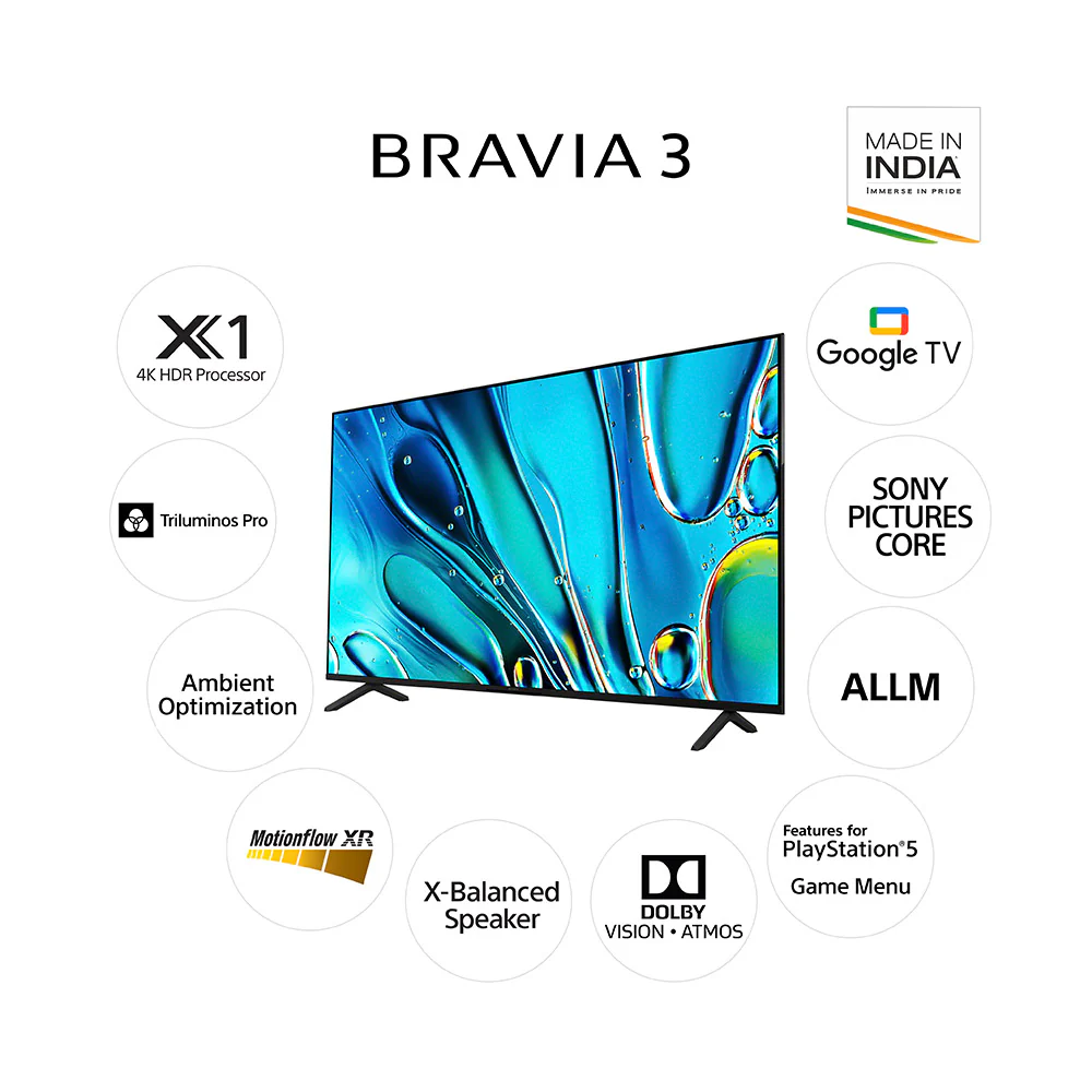 Sony 126 cm (50) BRAVIA 3 4K Ultra HD Smart LED Google TV K-50S30 (Black) - Image 3