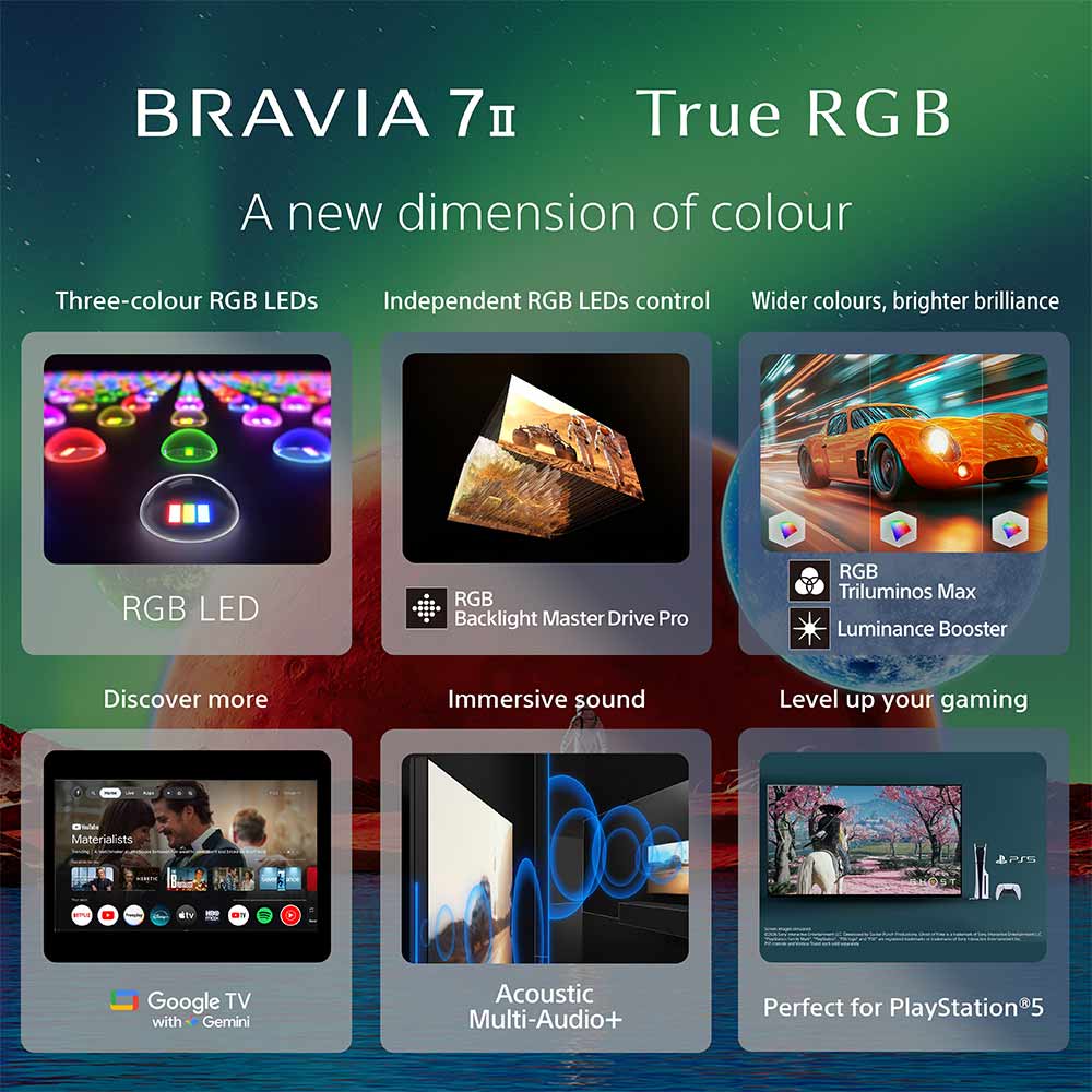 Sony BRAVIA 7II True RGB Series 139 cm (55 Inch) TV, AI XR Powered 4K Ultra HD (3840 x 2160) 120HZ Smart RGB LED Google TV, K-55XR70M2 (Black) - Image 9