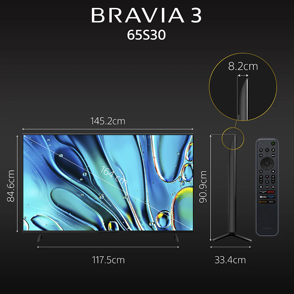 Sony 164 cm (65) BRAVIA 3 4K Ultra HD Smart LED Google TV K-65S30 (Black) - Image 6