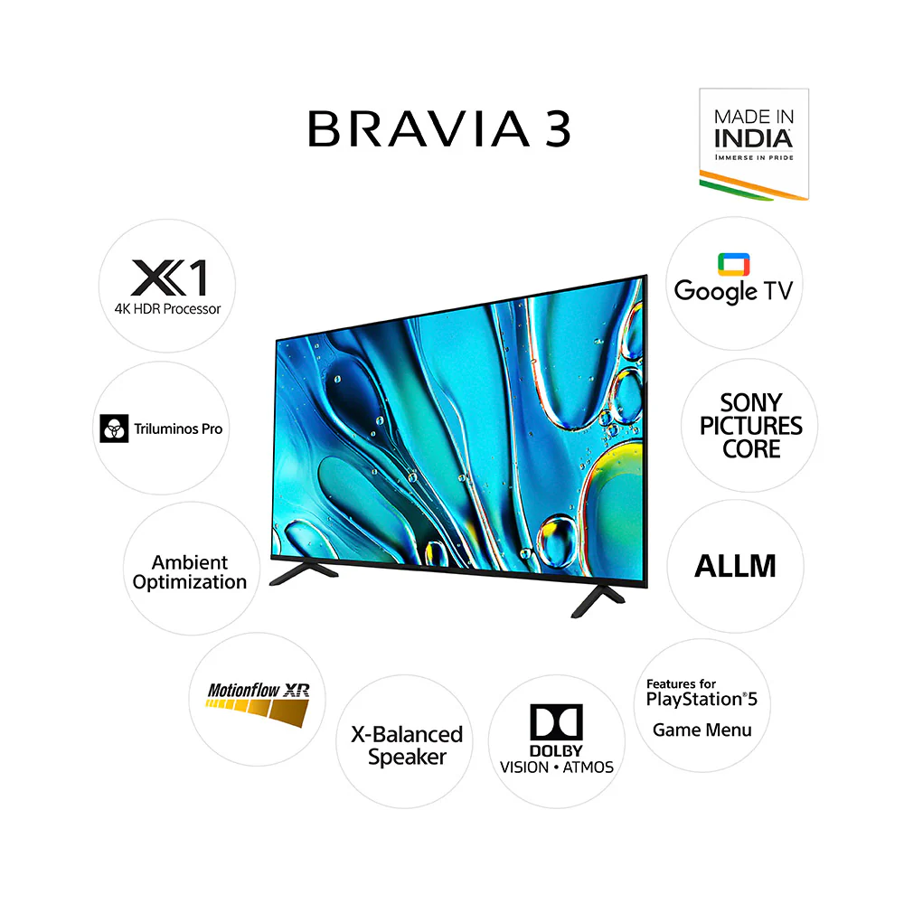 Sony 189 cm (75) BRAVIA 3 4K Ultra HD Smart LED Google TV K-75S30 (Black) - Image 3