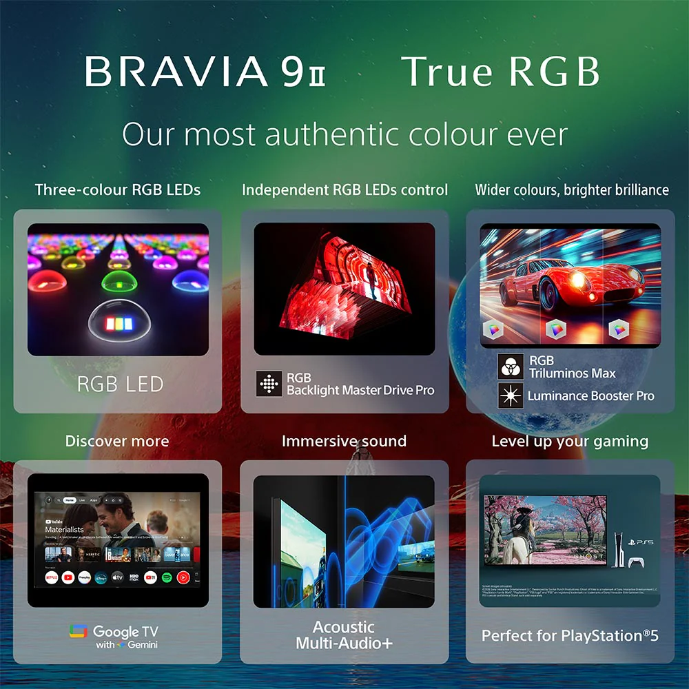 Sony BRAVIA 9II True RGB TV Series 189 cm (75 Inch) , AI XR Powered 4K Ultra HD (3840 x 2160) 120HZ Smart RGB LED Google TV, K-75XR90M2 (Black) - Image 9
