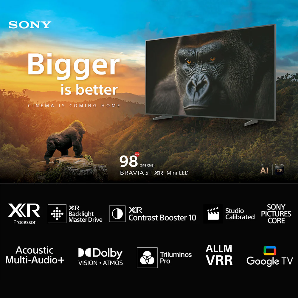 Sony 248 cm (98) BRAVIA 5 4K Ultra HD AI Technology Smart Mini LED Google TV K-98XR55A (Black) - Image 2