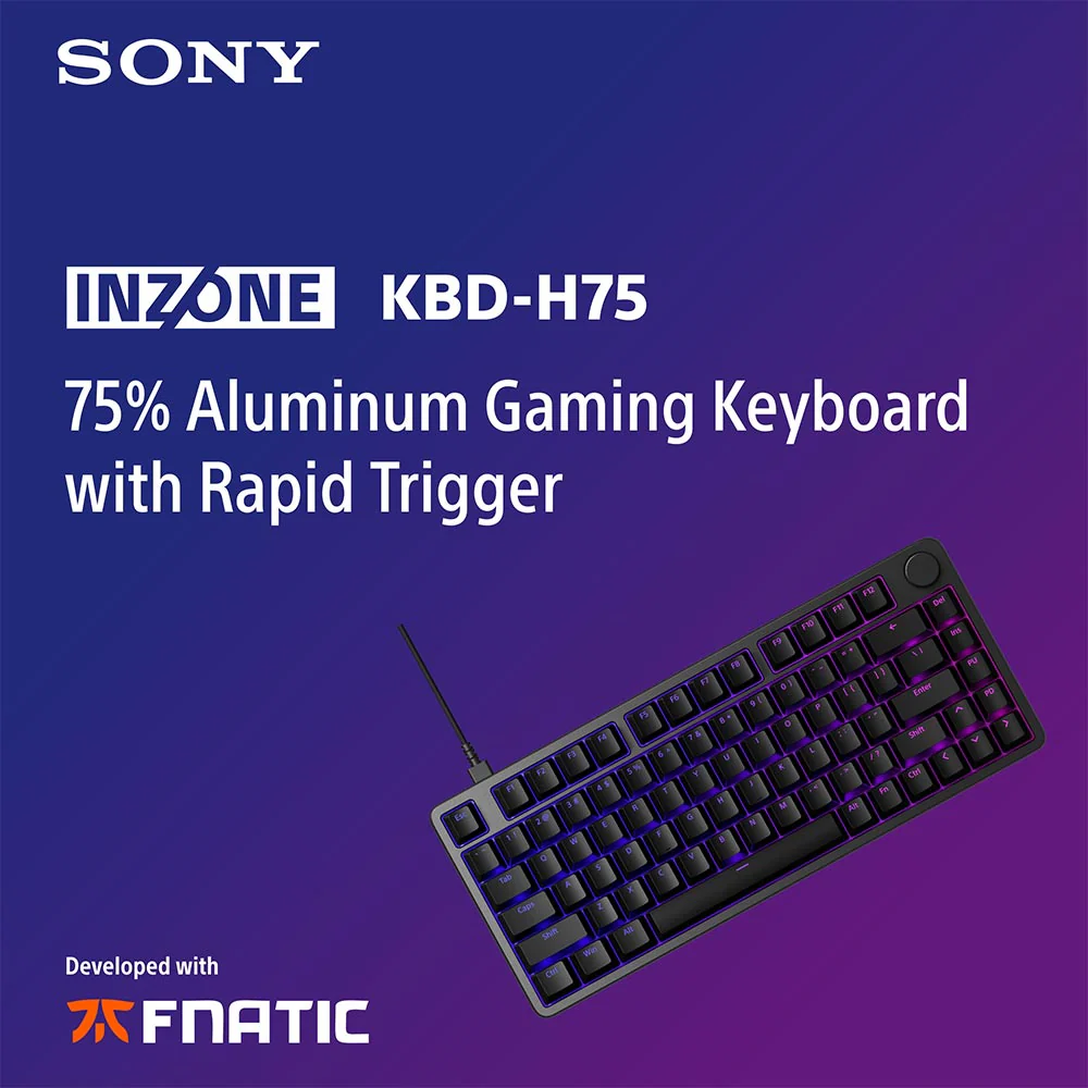 Sony INZONE KBD-H75 75% Wired Aluminum Chassis Gaming Keyboard, Hall-Effect Switch, Rapid Trigger, Adjustable Actuation Point, 8000 Hz Polling Rate, RGB Lighting, Volume Dial - Image 9