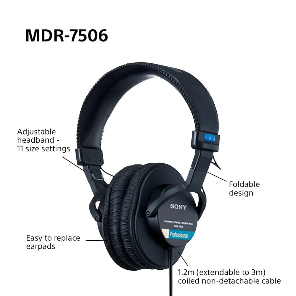 Sony MDR-7506 Professional Wired On Ear Headphones (Best Compatible with Professional Cinema Line Camera) - Black - Image 10