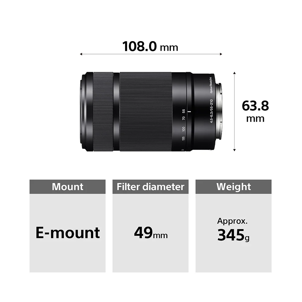 Sony E 55–210 mm F4.5–6.3 OSS (SEL55210) E-Mount Aps-c, Telephoto Zoom Lens - Image 4
