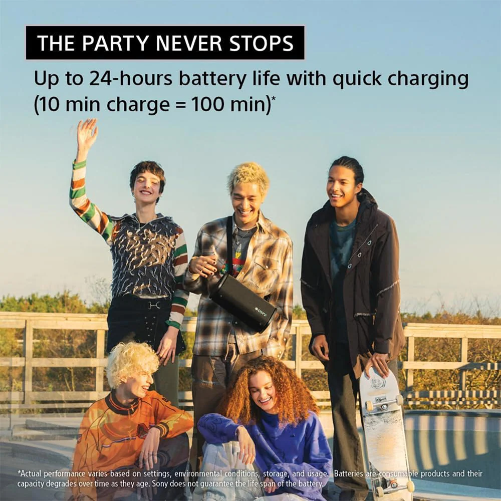 Sony New Launch ULT FIELD 5 Bluetooth Wireless Speaker with Massive Bass|360° Party Light|25hrs Playtime|IP67|Shoulder Strap|Quick Charge|Built in Powerbank|Party Connect(SRS-ULT50) - Image 5
