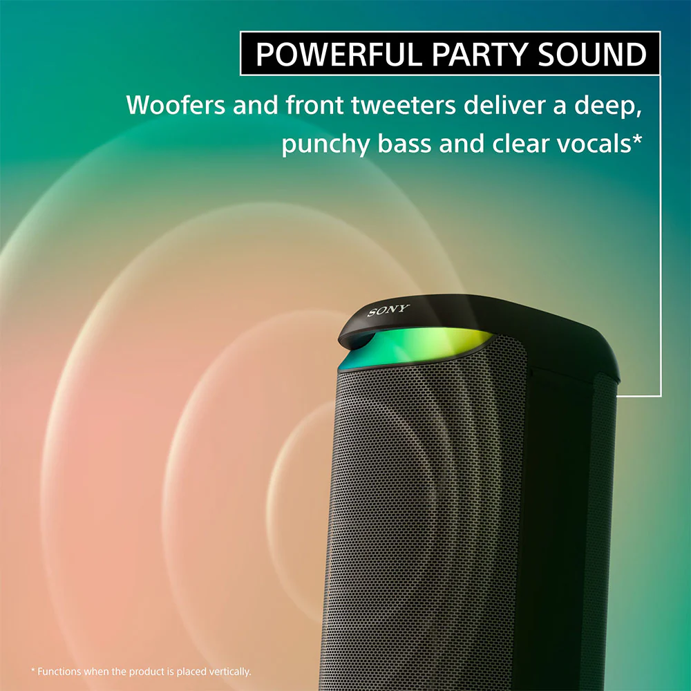 Sony SRS-XV500 Wireless Portable Bluetooth Karaoke Party Speaker| IPX4 Splash-Proof |25 Hrs Battery|Mega Bass|Built-in Power bank|Ambient Lights| Guitar & MIC-New - Image 3